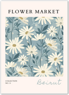 Beirut Daisy Dream – Elegant Botanical in Soft Blue and Cream