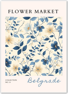 Belgrade Bloom Lines – Sophisticated Blue Botanical Art Print