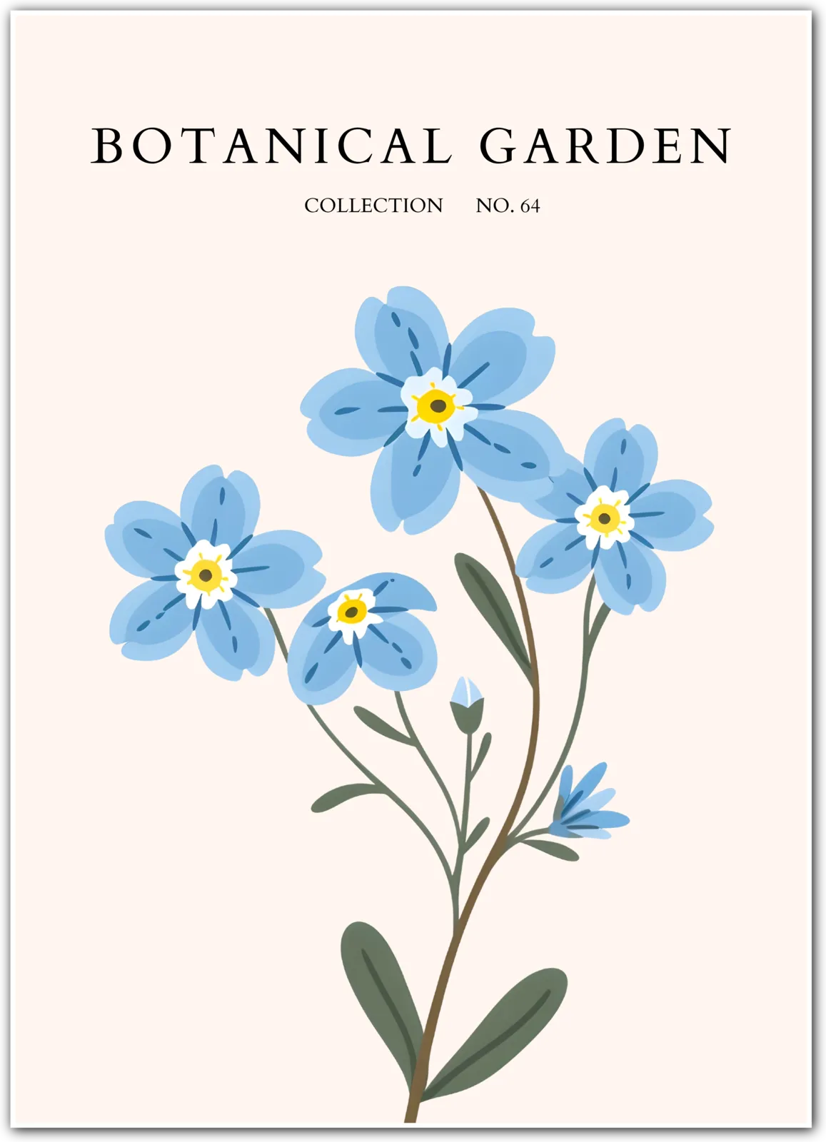 Whispers of the Wild: Forget-Me-Not Blue Art Print