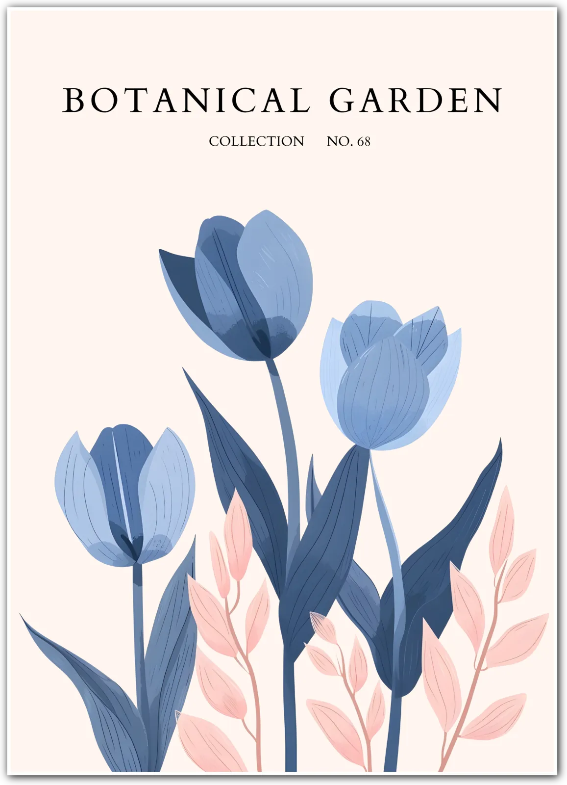 Twilight Petals: Indigo Tulip Dream Art Print
