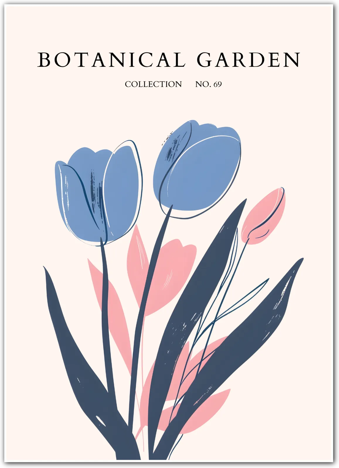 Blush & Midnight: Tulip Harmony Art Print