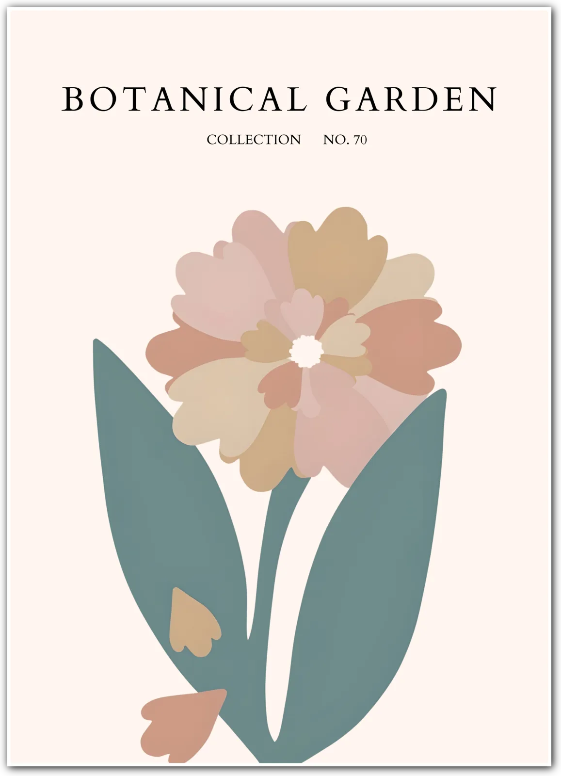 Soft Heart Bloom – Warm Neutral Floral Art Print