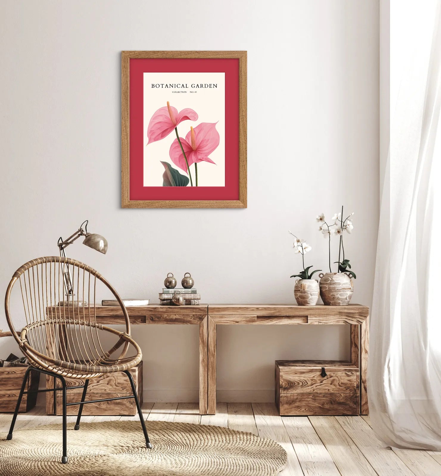Radiant Pink Anthurium Floral Print – Tropical Elegance for Your Wall