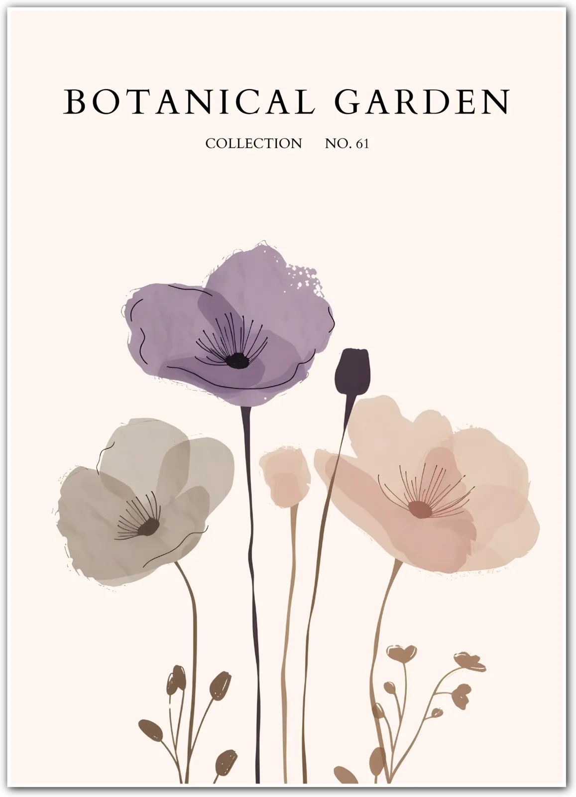 Soft Whisper Poppy Print – Subtle Watercolour Blooms in Neutral Hues