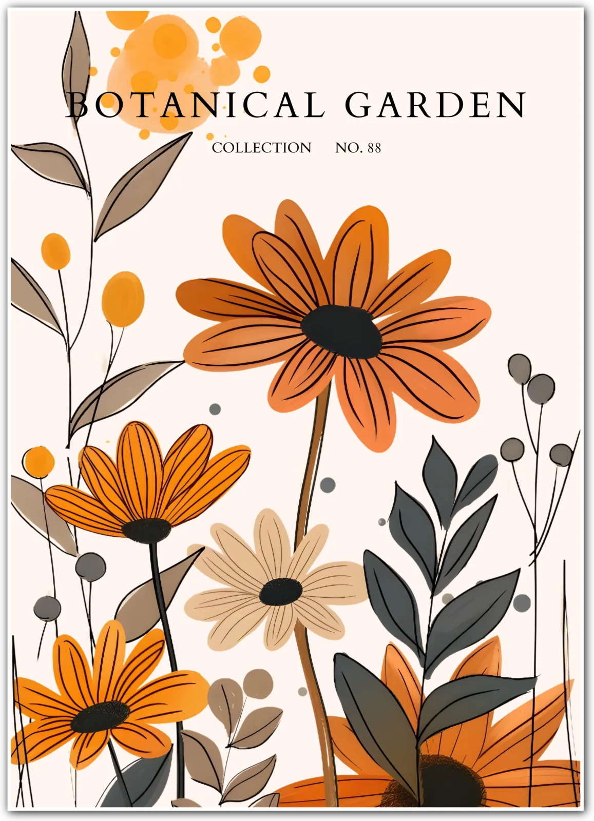 Retro Marigold Daisies – Playful Flower Power on Soft Canvas