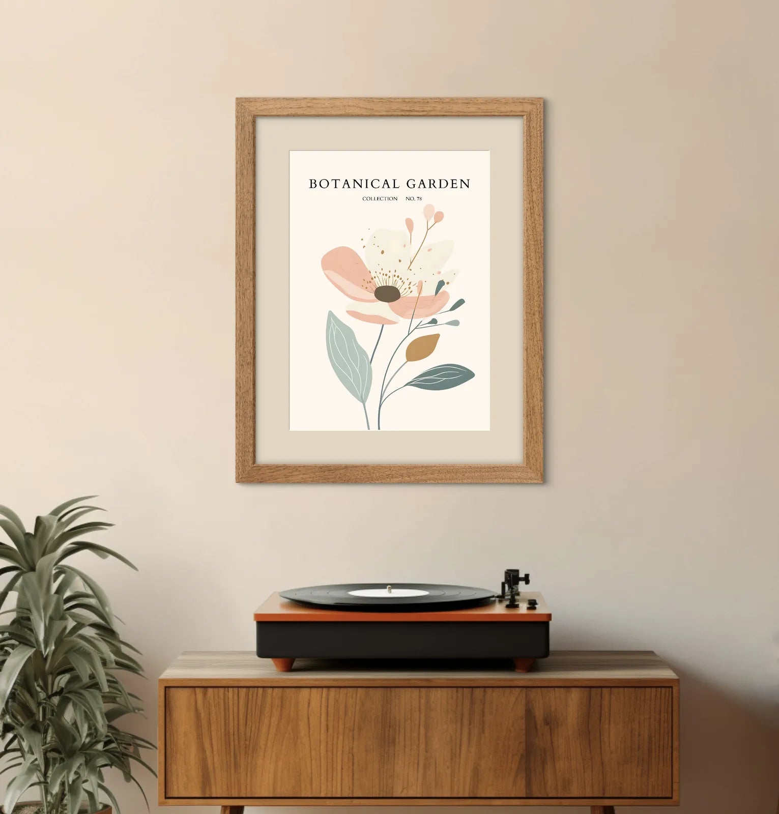 Blush & Blue Tulip Trio Art Print – Modern Botanical Minimalism