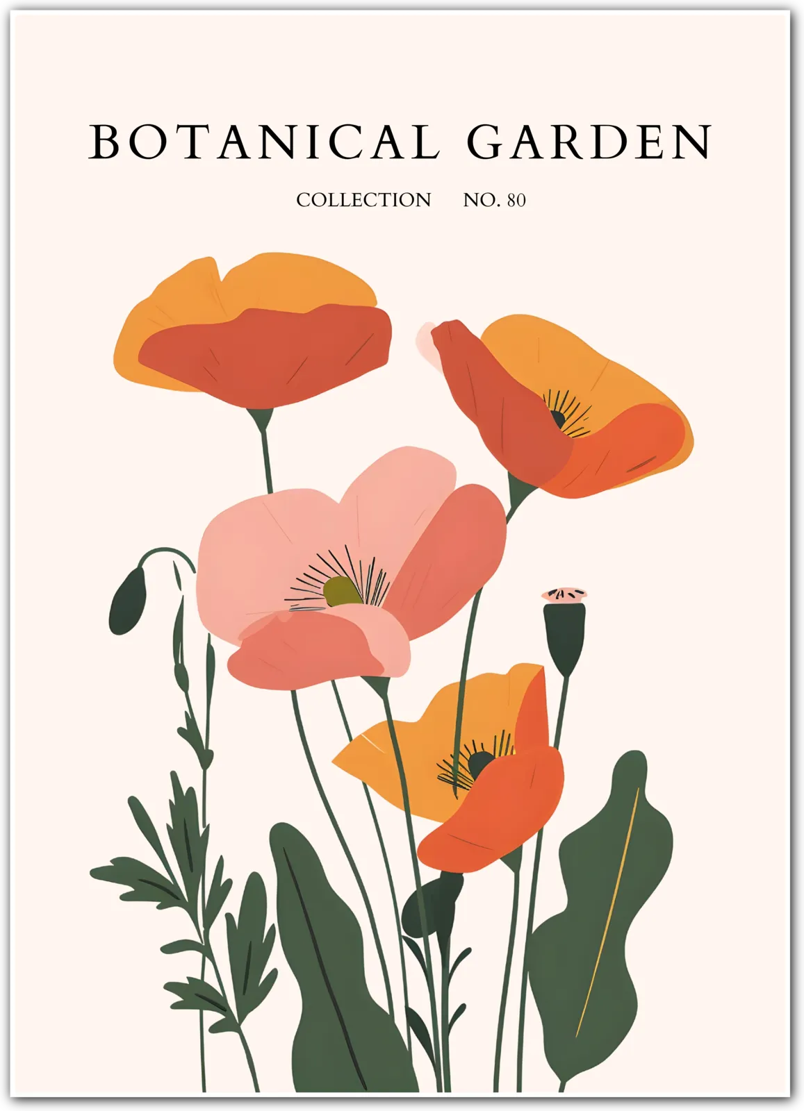 Golden California Poppies Art Print – Warm Wildflower Field Illustration