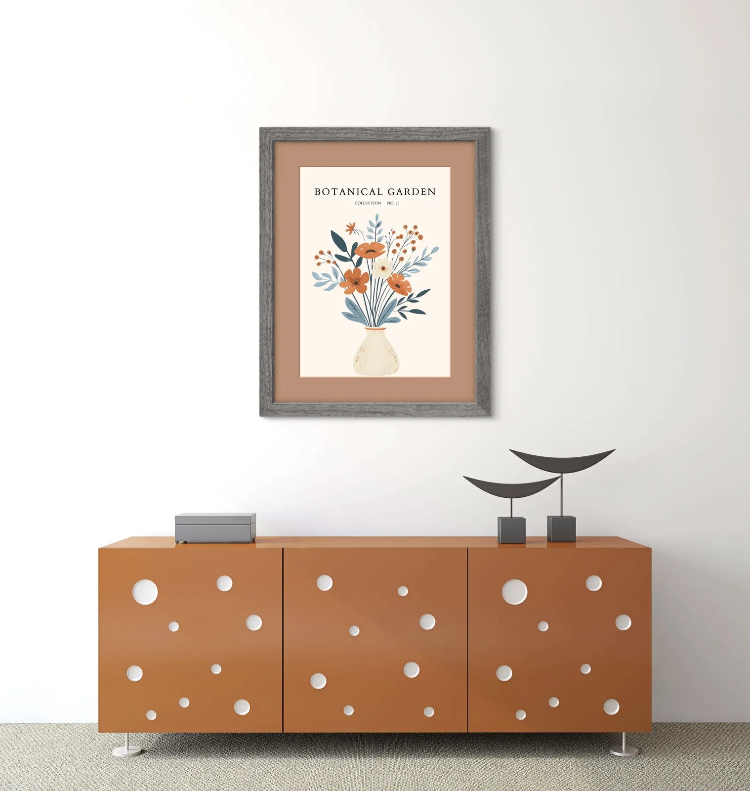 Wildflower Vase Art Print – Autumn Garden in a Soft Modern Palette