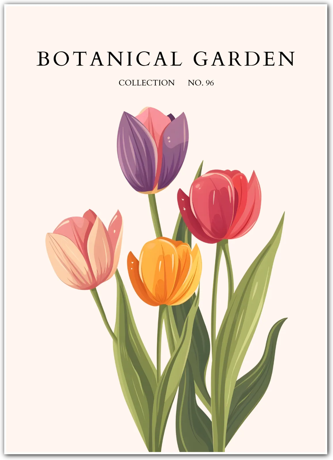 Rainbow Tulip Garden Art Print – Bold Multicolour Springtime Flowers