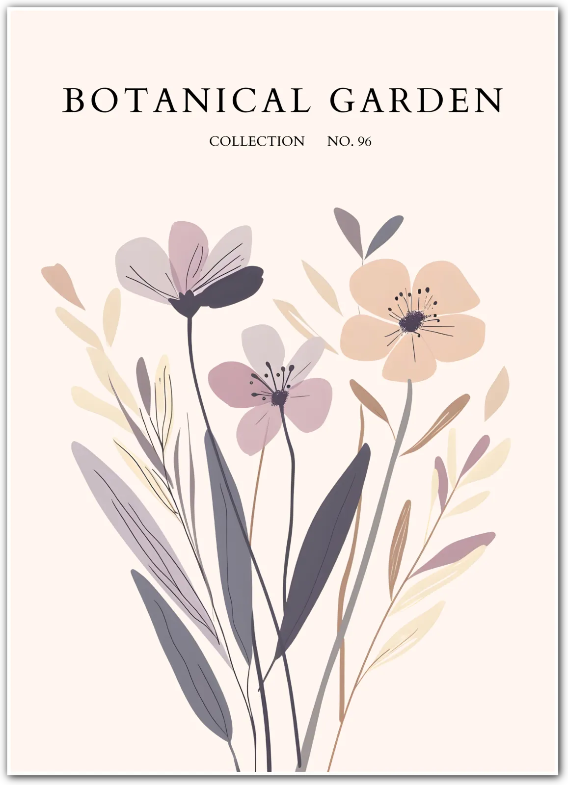 Meadow Muted – Neutral Bloom Harmony Art Print