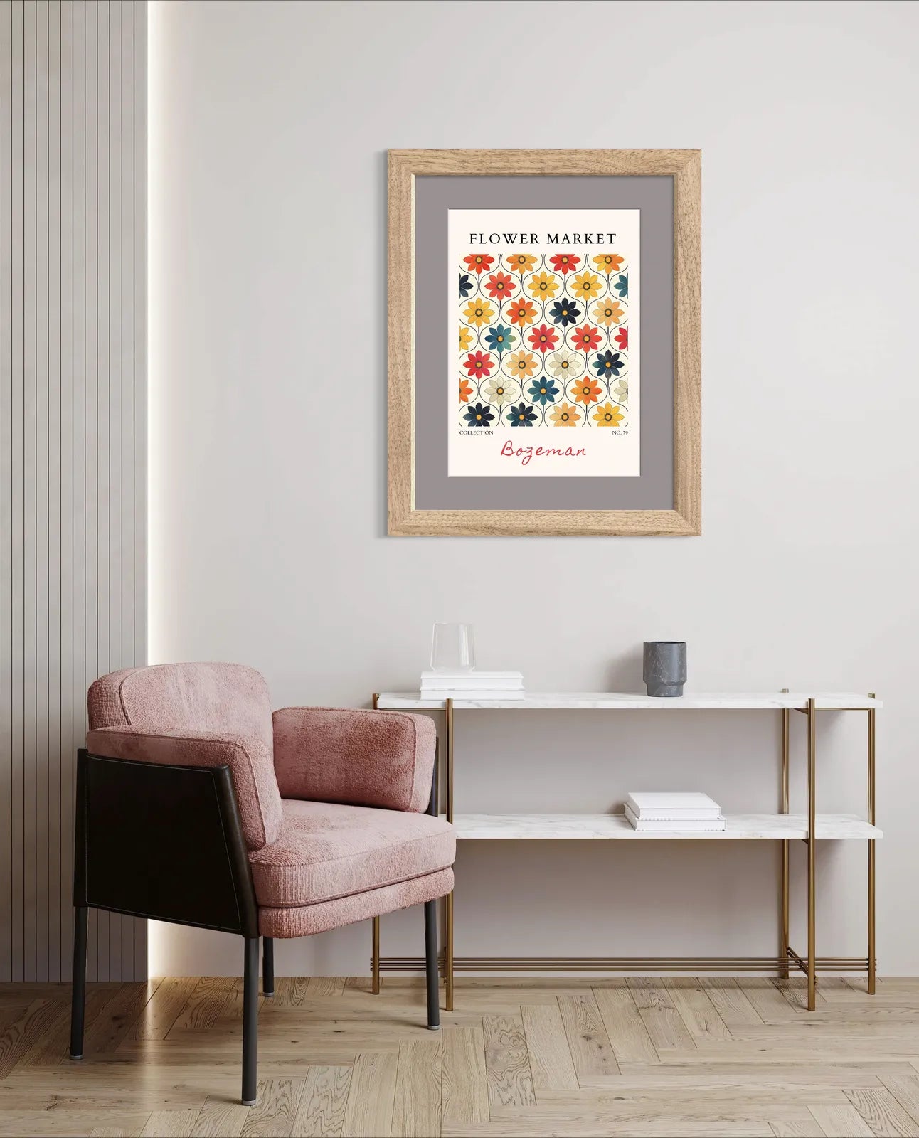 Bozeman Retro Bloom – Mid-Century Floral Art in Bold Colours