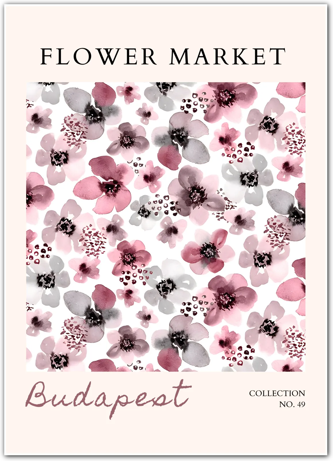 Budapest Flower Market Art Print – Soft Pink Watercolour Blossom Cluster