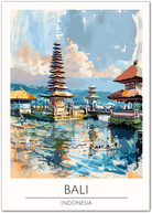 Bali Temple Art Print - Tranquil Reflection of Indonesia's Sacred Landscape