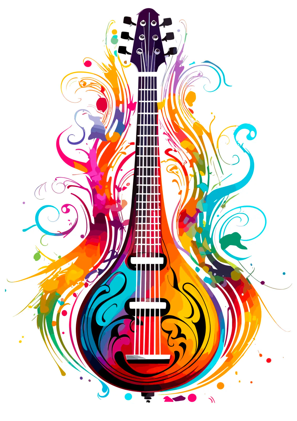 Artistic Paint Drip Design Guitar Art 3