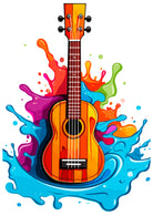 Classical Paint Drip Design Guitar Art Print 3