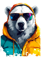 Funky White Polar Bear Paint Splash Art Print 3