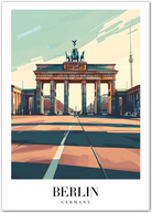 Berlin Germany Art Print – Brandenburg Gate in Stylised Cityscape