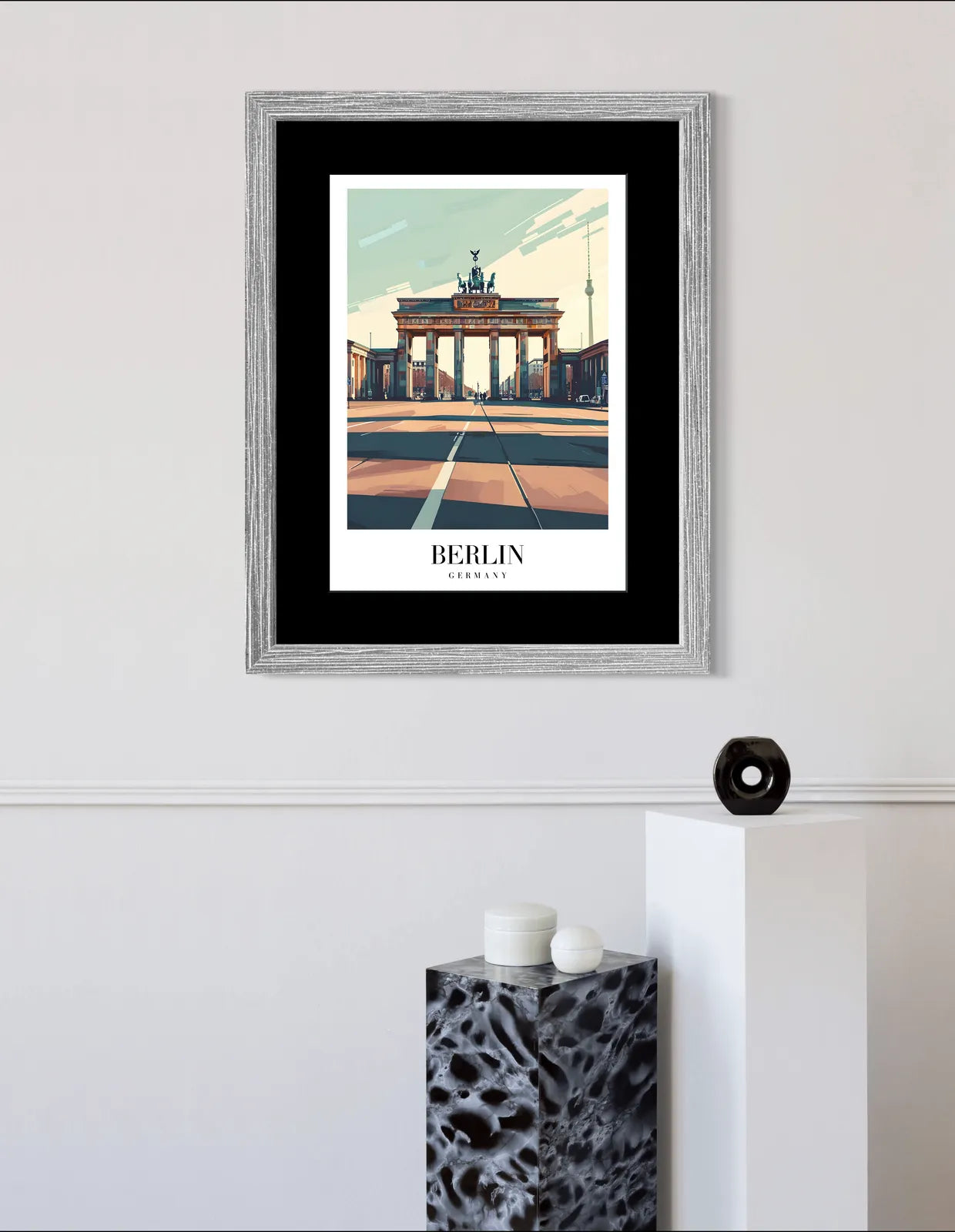 Berlin Germany Art Print – Brandenburg Gate in Stylised Cityscape