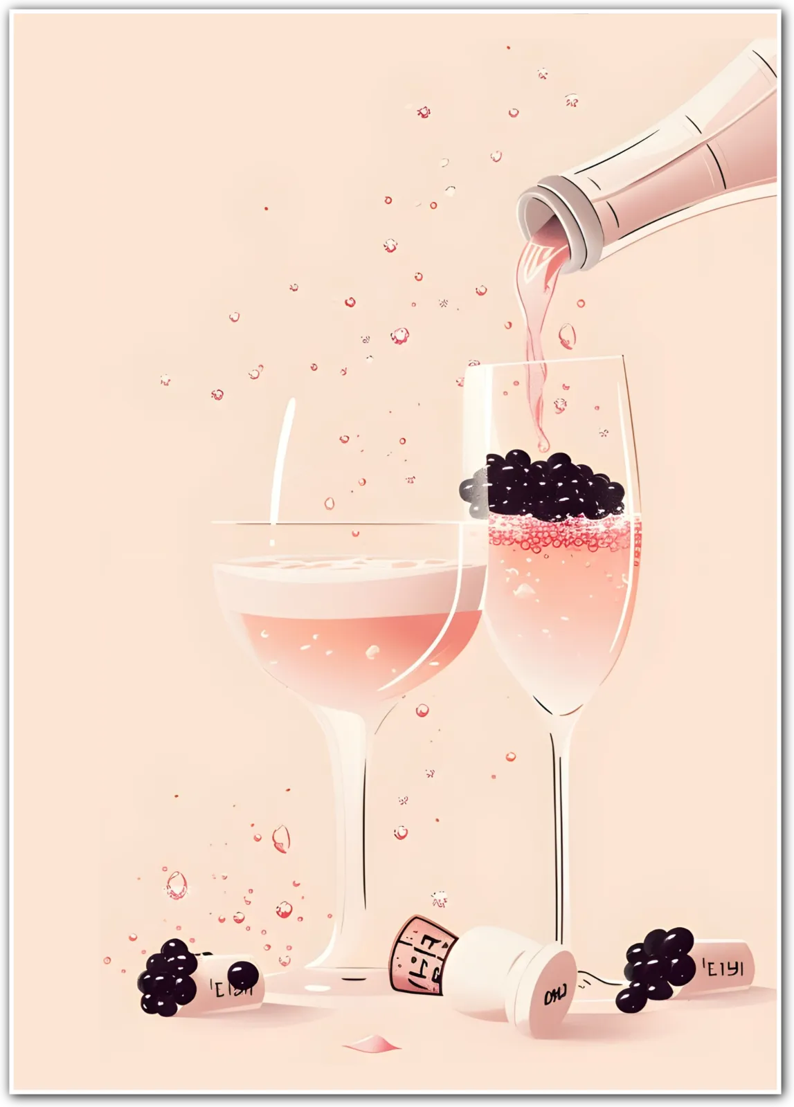 Berry Bubbly Champagne & Berries Art Print