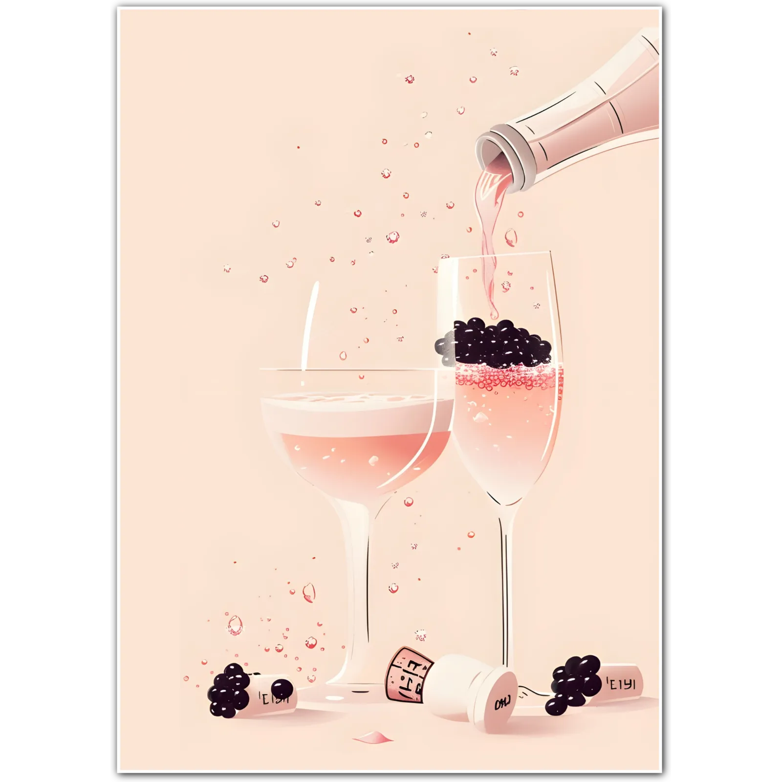 Berry Bubbly Champagne & Berries Art Print