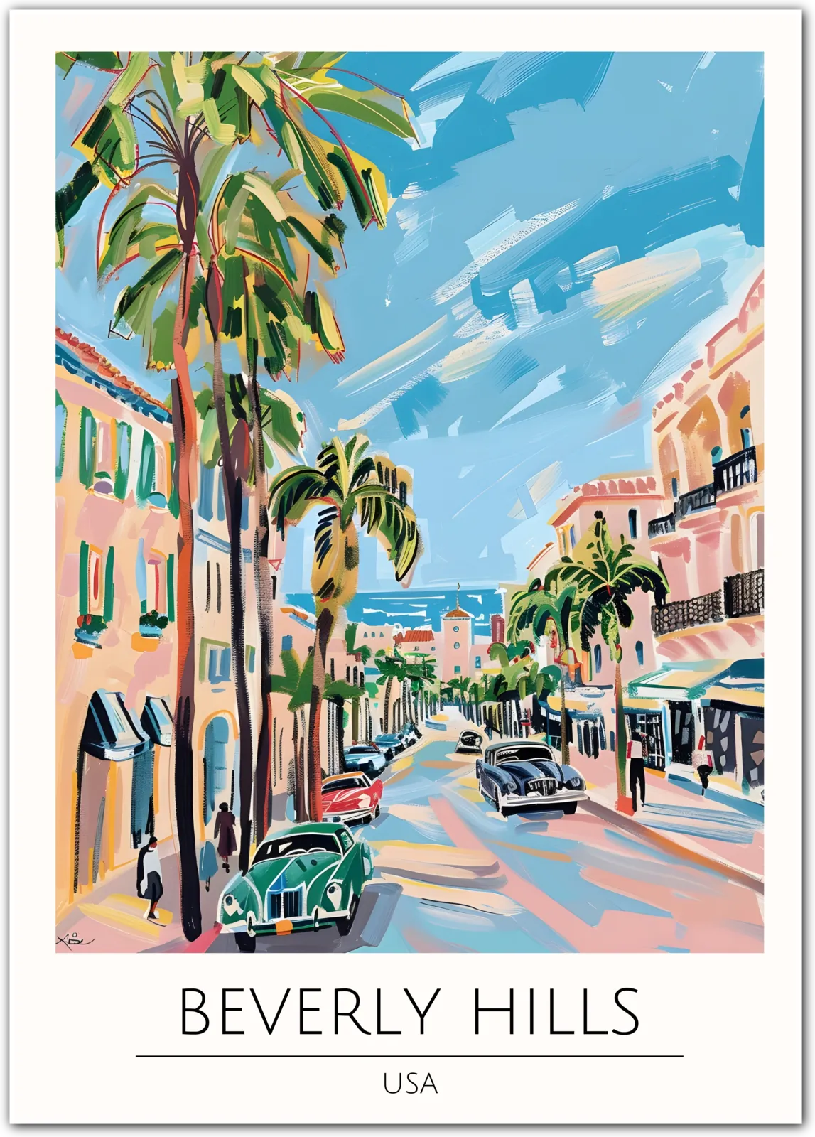 Beverly Hills Art Print - Iconic USA Street Scene