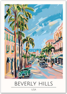 Beverly Hills Art Print - Iconic USA Street Scene