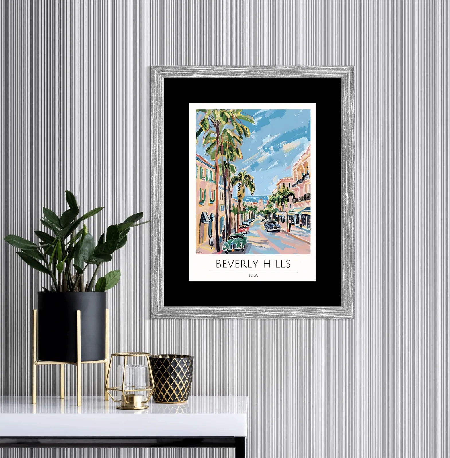 Beverly Hills Art Print - Iconic USA Street Scene