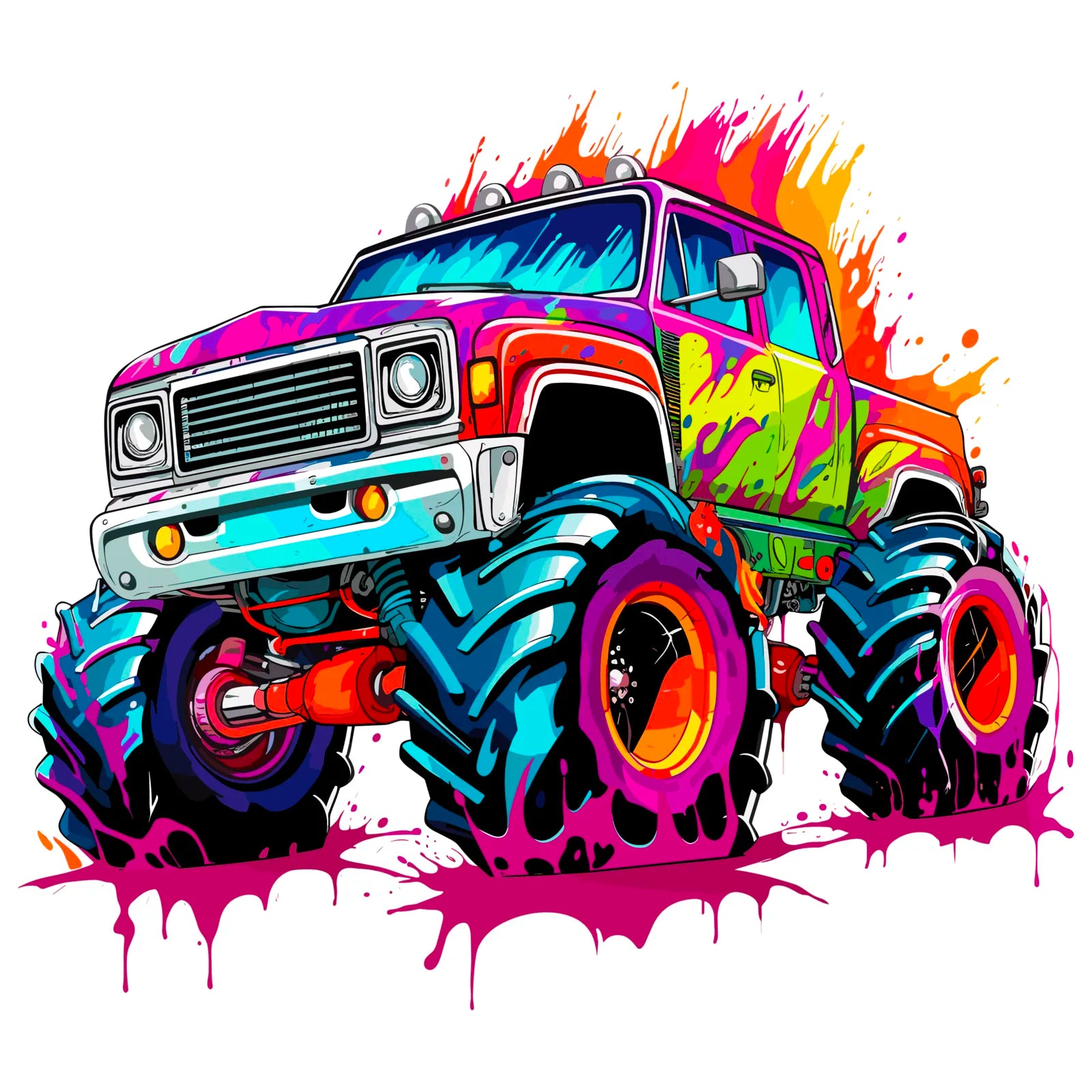 Eye Catching Paint Explosion Monster Truck Art Print 3