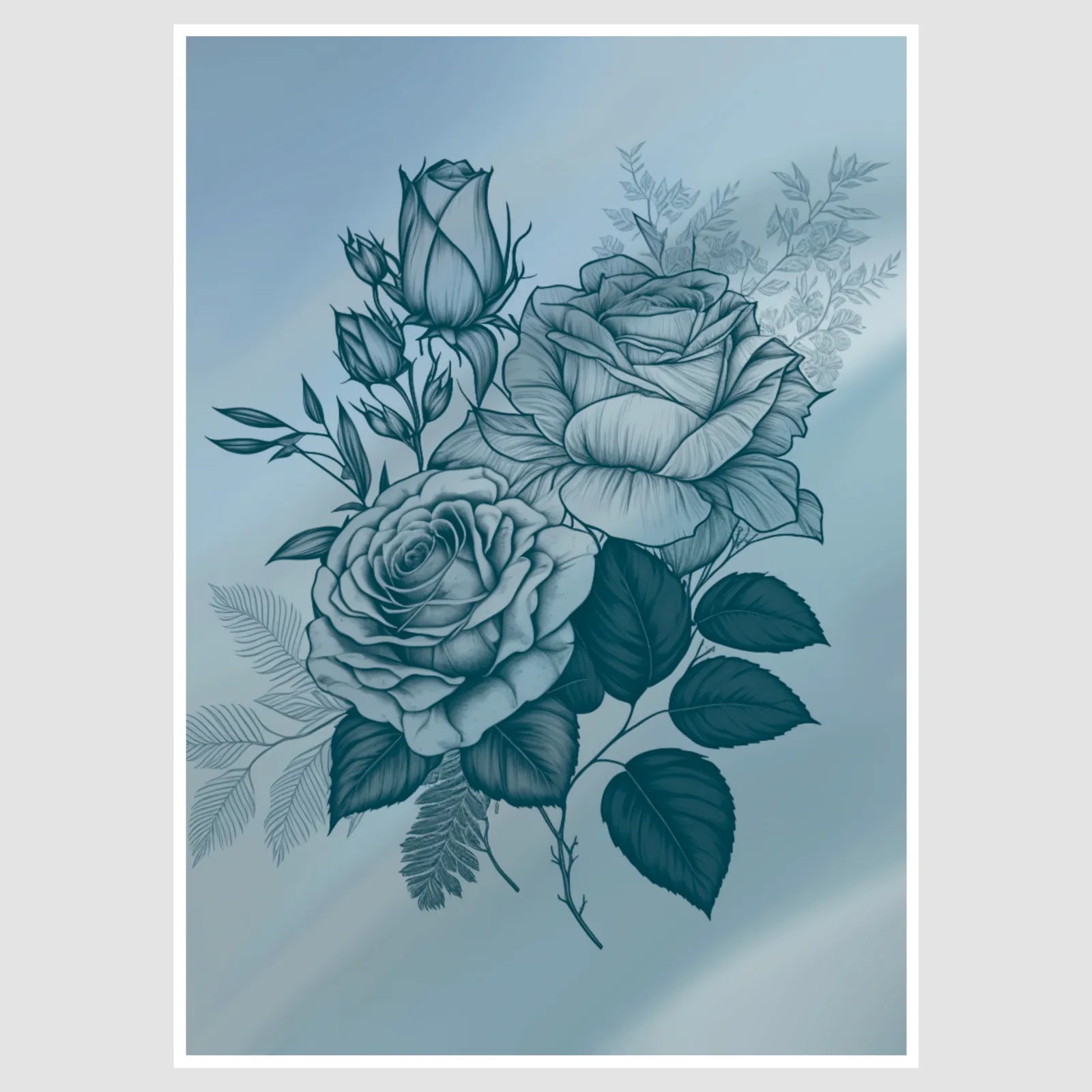 Blue Rose Contemporary Wall Art