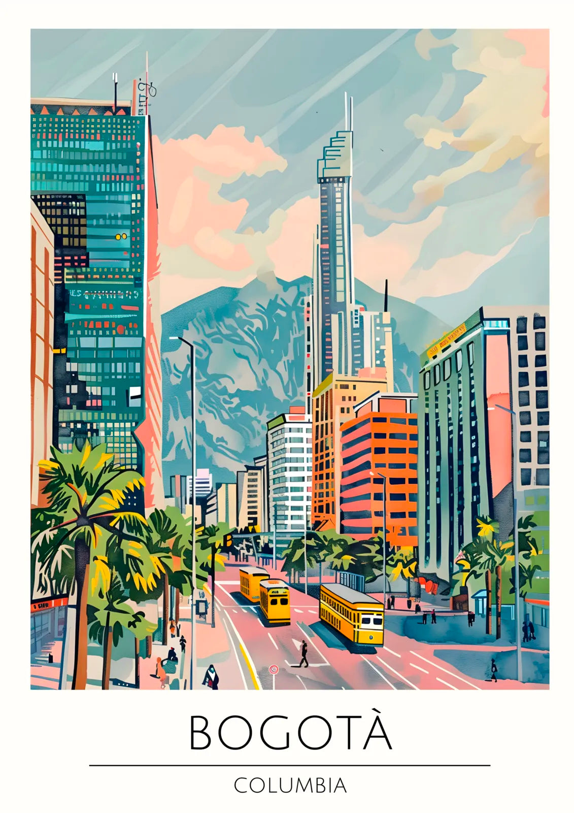 Bogotá Street Scene with Mountains Art Print 3