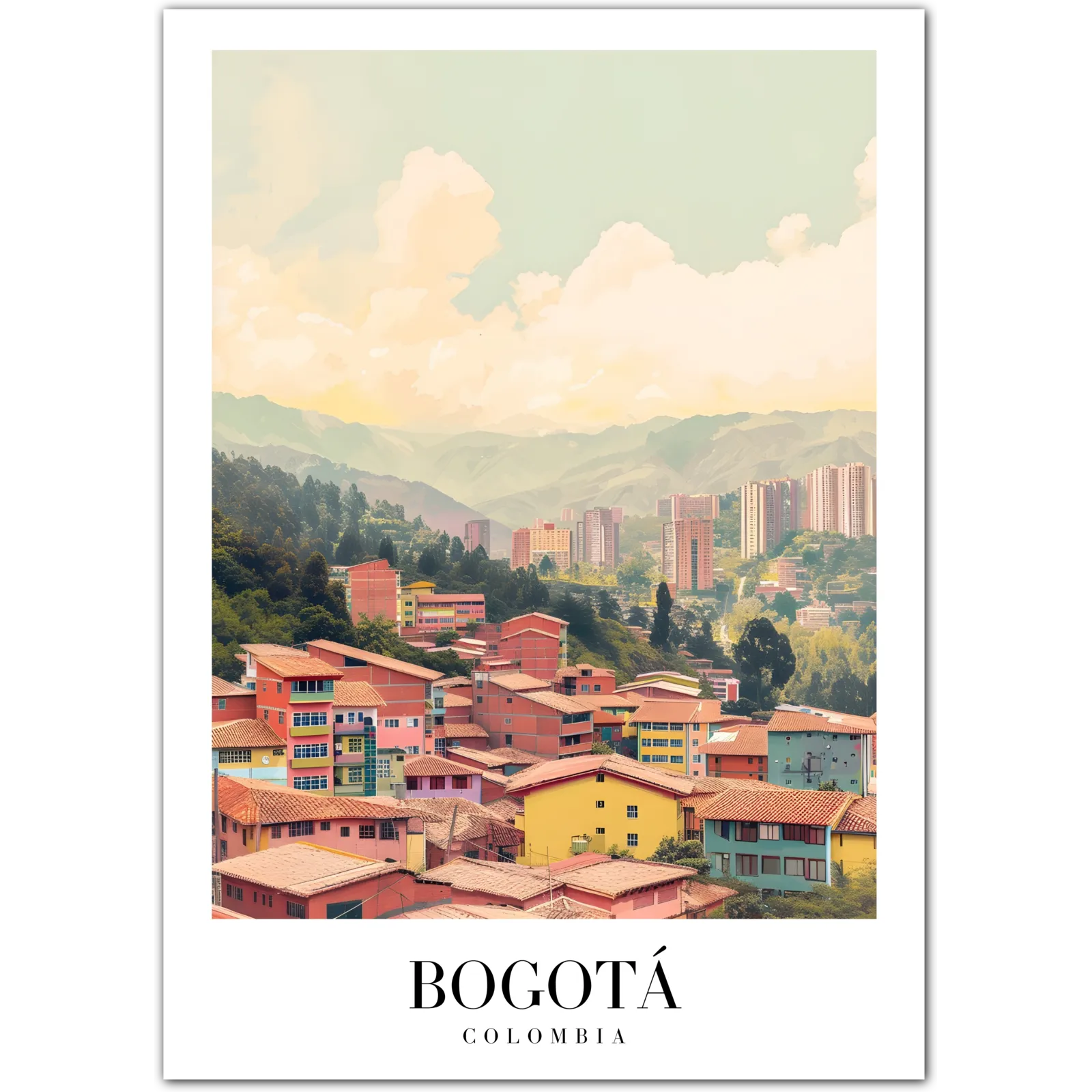 Bogotá Colombia Art Print – Colourful Cityscape in the Andes