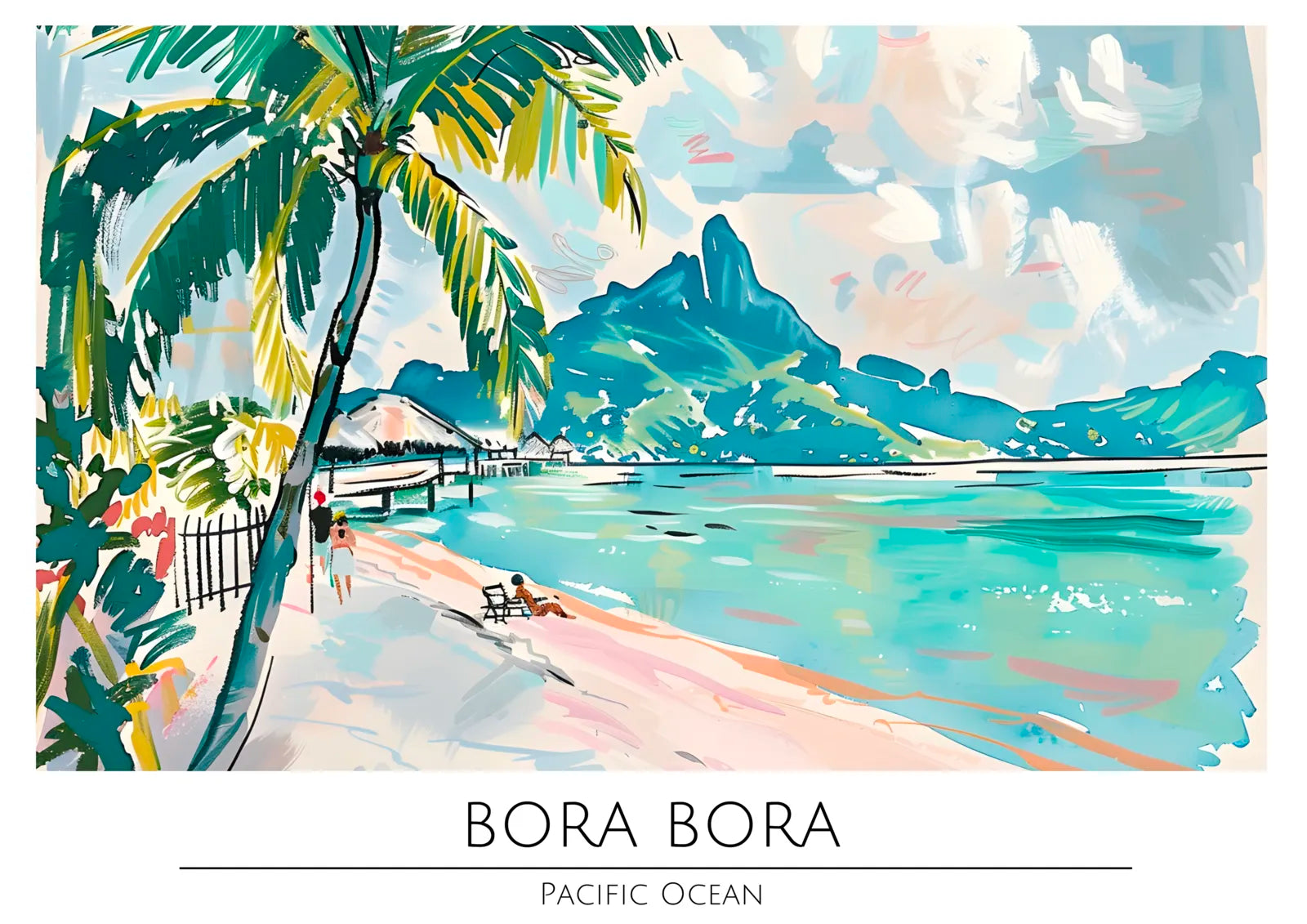 Bora Bora Beach with Mountains Art Print 3