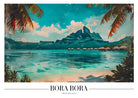 Bora Bora Waterside Art Print with Vintage Postcard Style 3