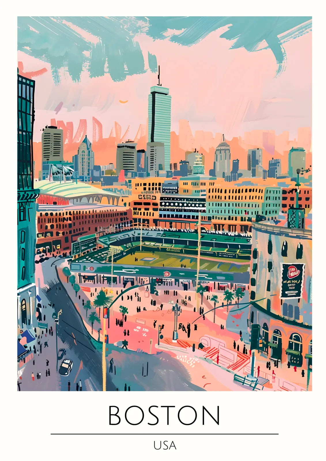 Fenway Park Boston Cityscape Art Print 3