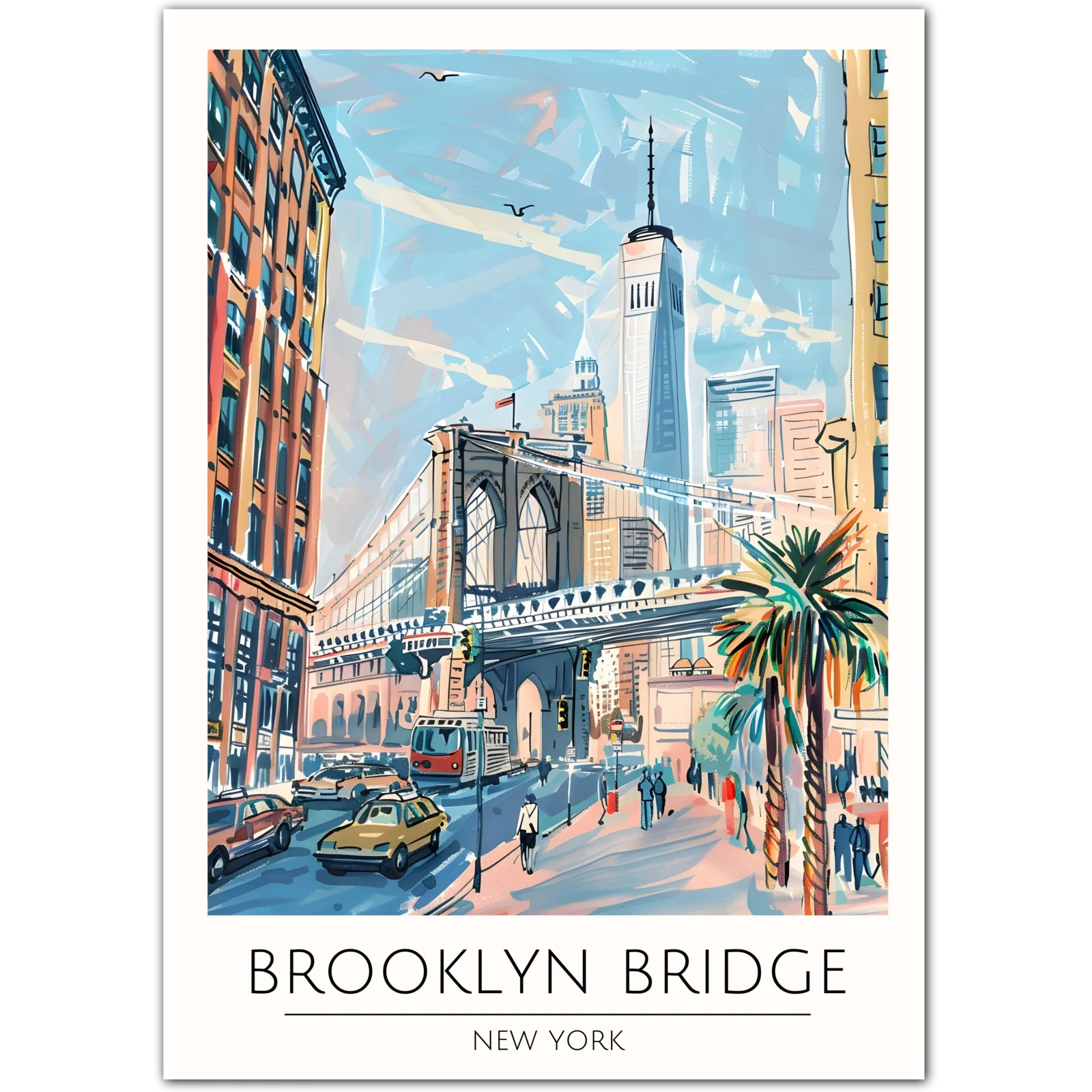 Brooklyn Bridge Art Print - New York City Skyline