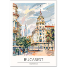 Bucharest Cityscape Art Print - Vibrant Street View of Romania's Capital