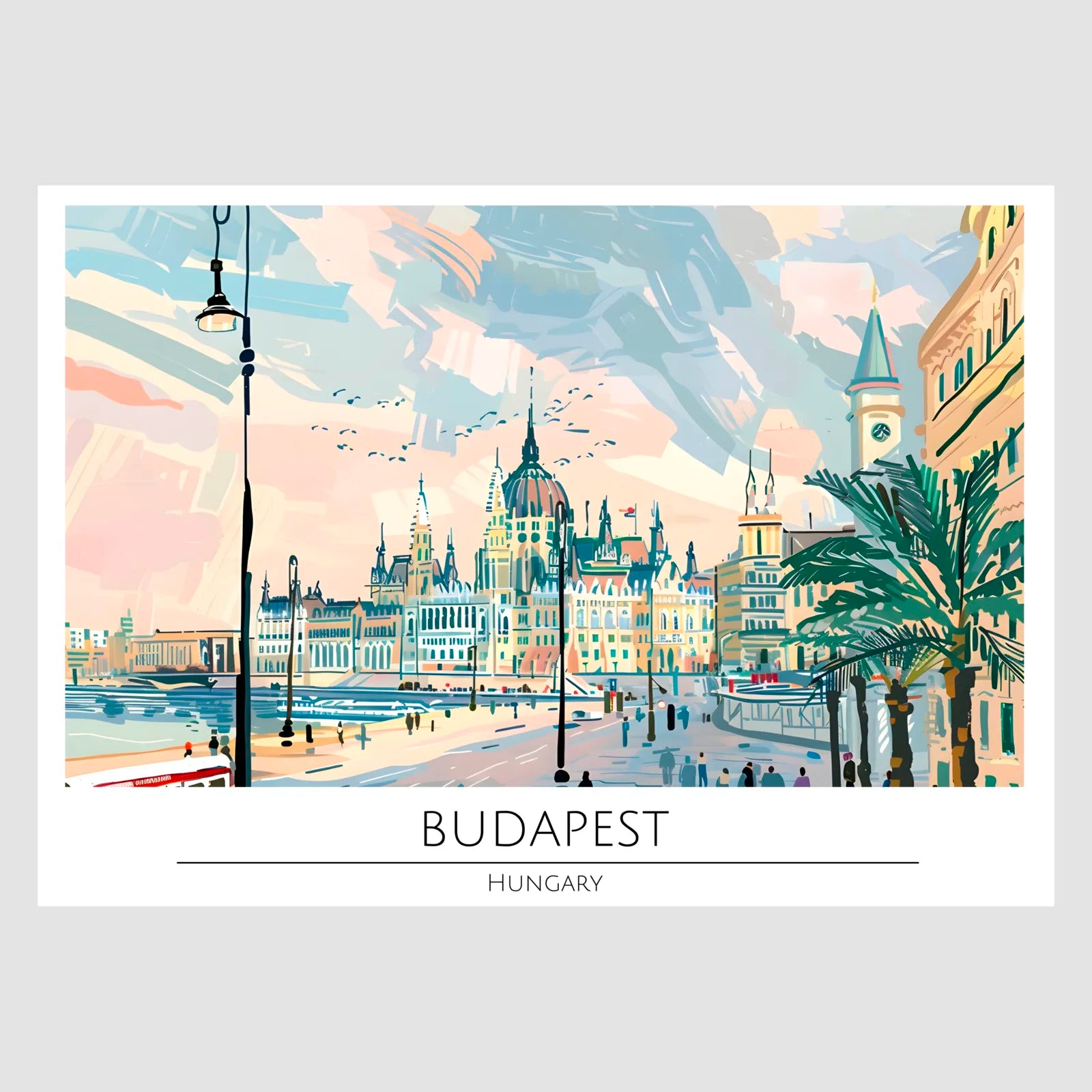 Budapest Street View with Hungarian Government Building Art Print 1