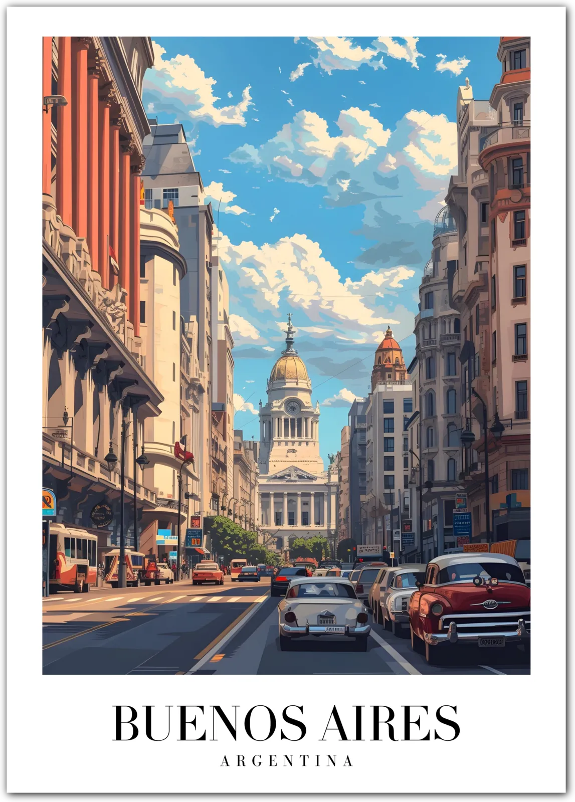 Buenos Aires Argentina Art Print – Avenida de Mayo and City View