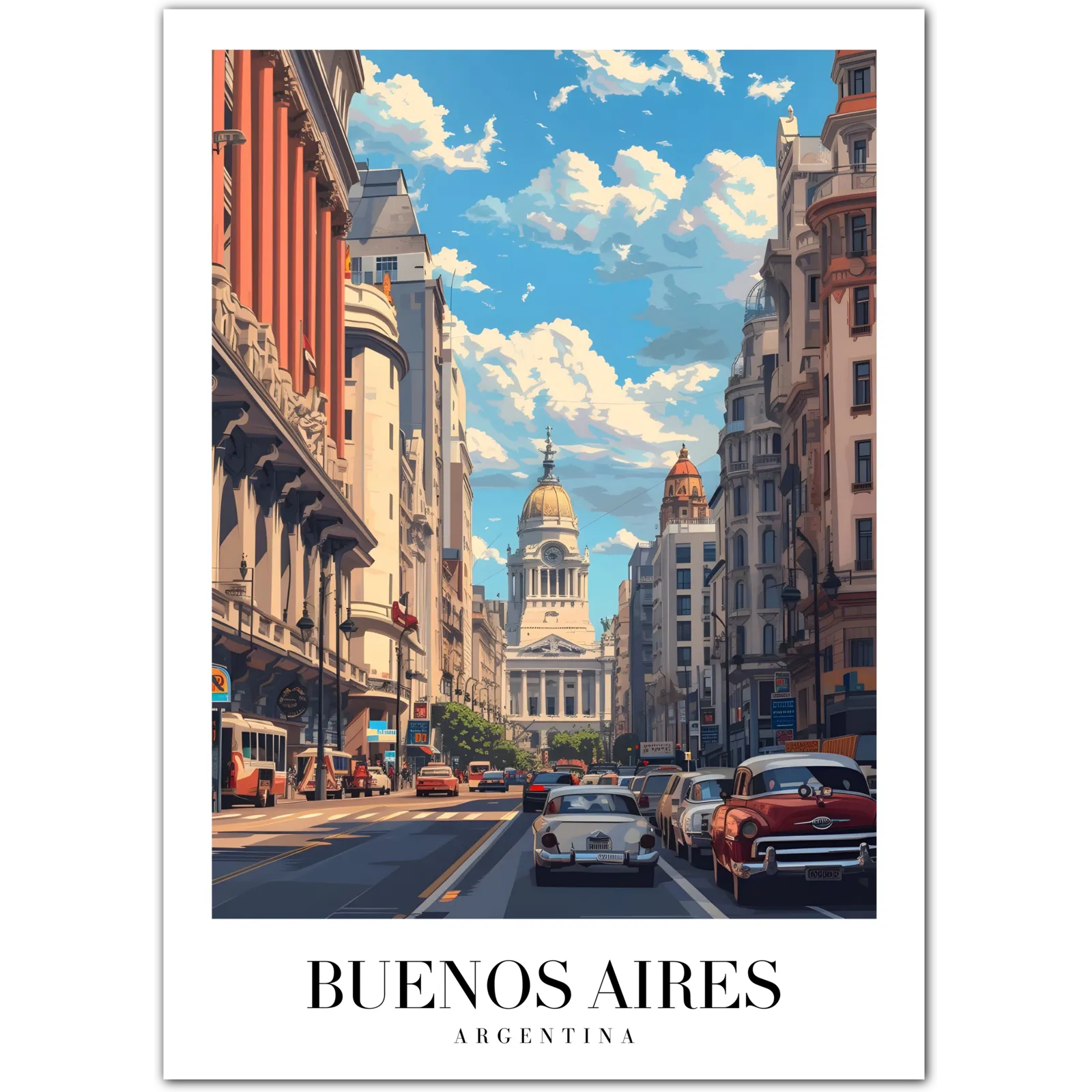 Buenos Aires Argentina Art Print – Avenida de Mayo and City View