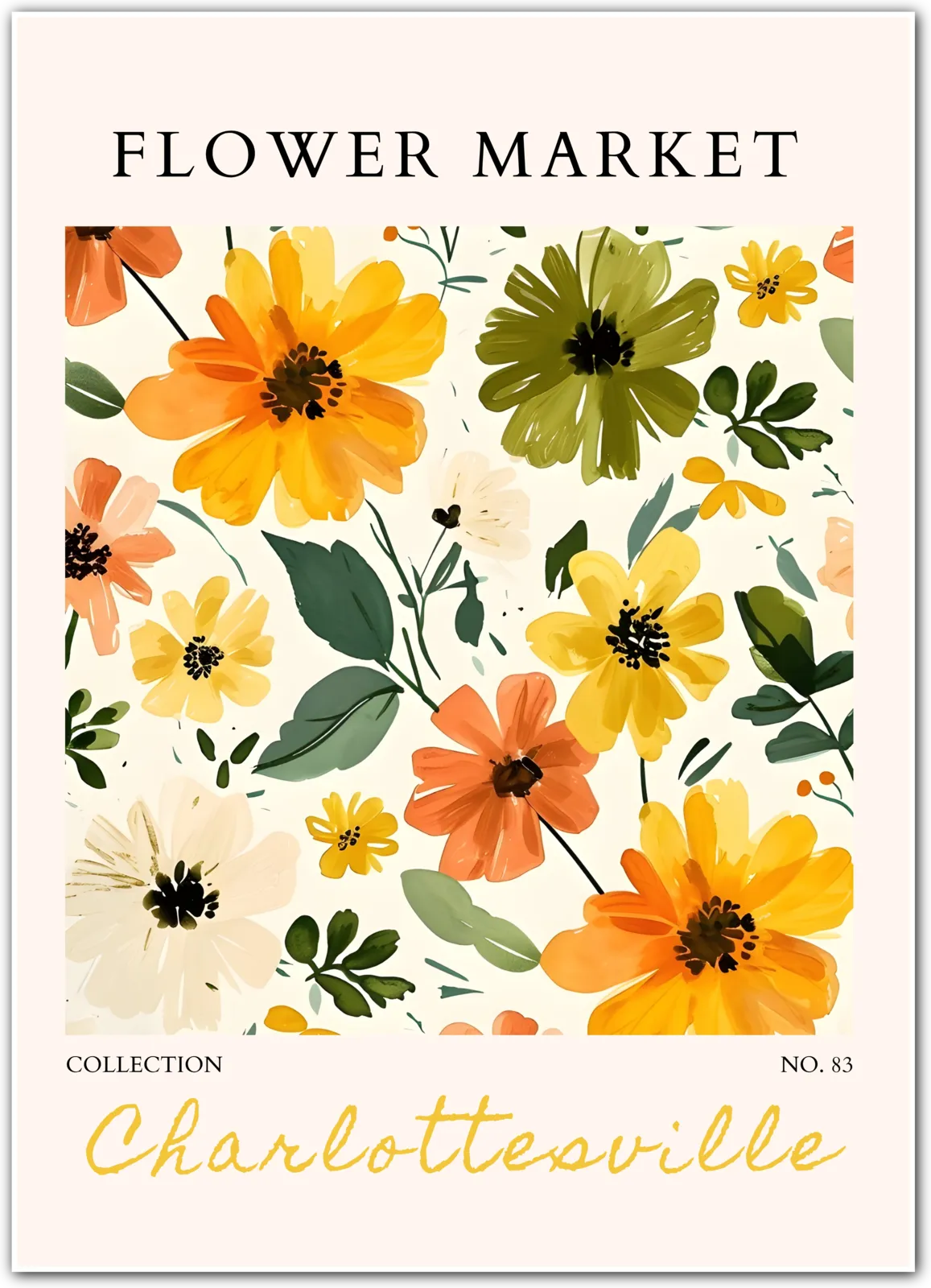 Charlottesville Sunshine Florals – Bright Modern Wildflower Art Print