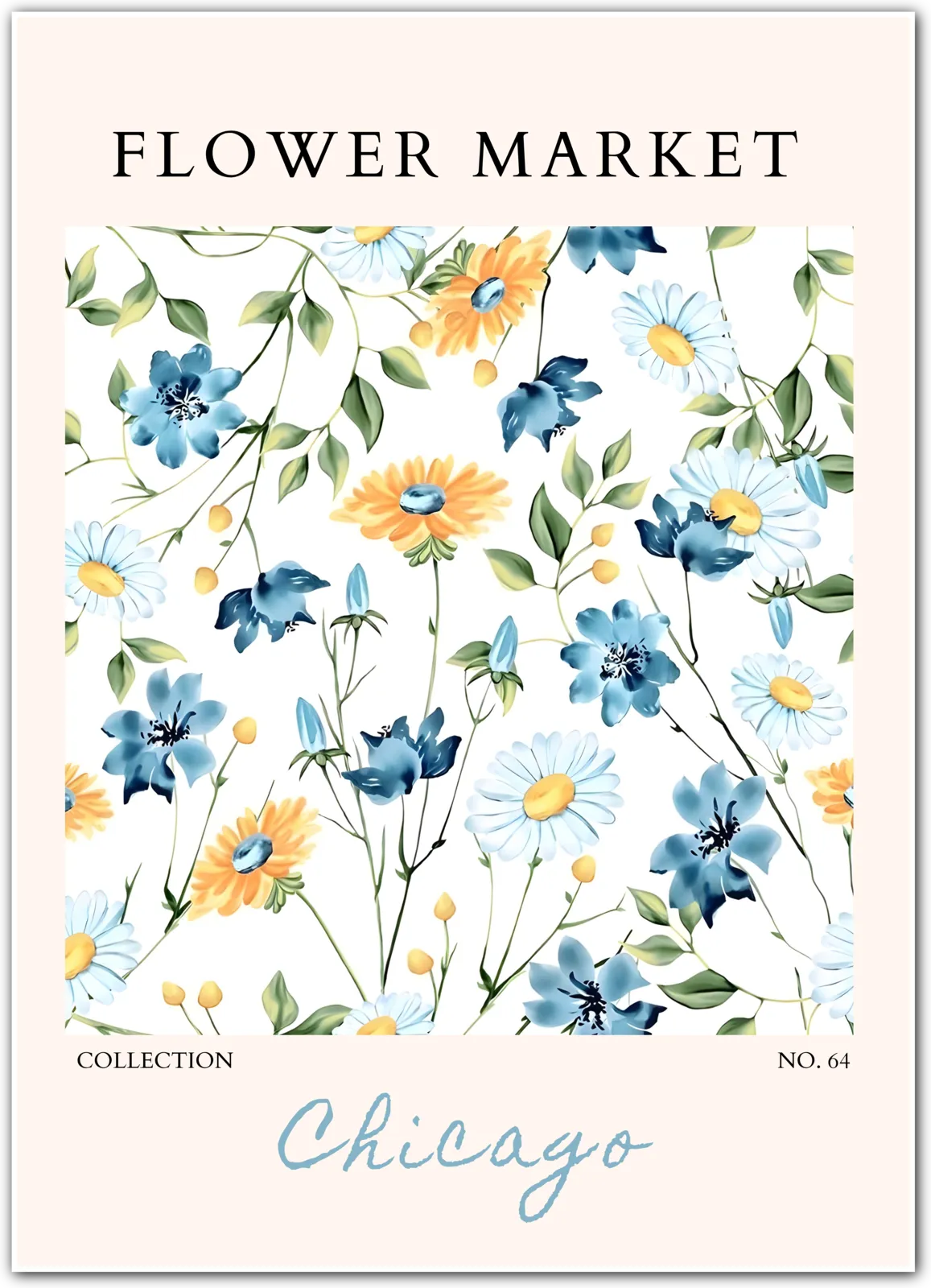 Chicago Sunshine Blooms – Repeating Floral Pattern in Orange and Yellow