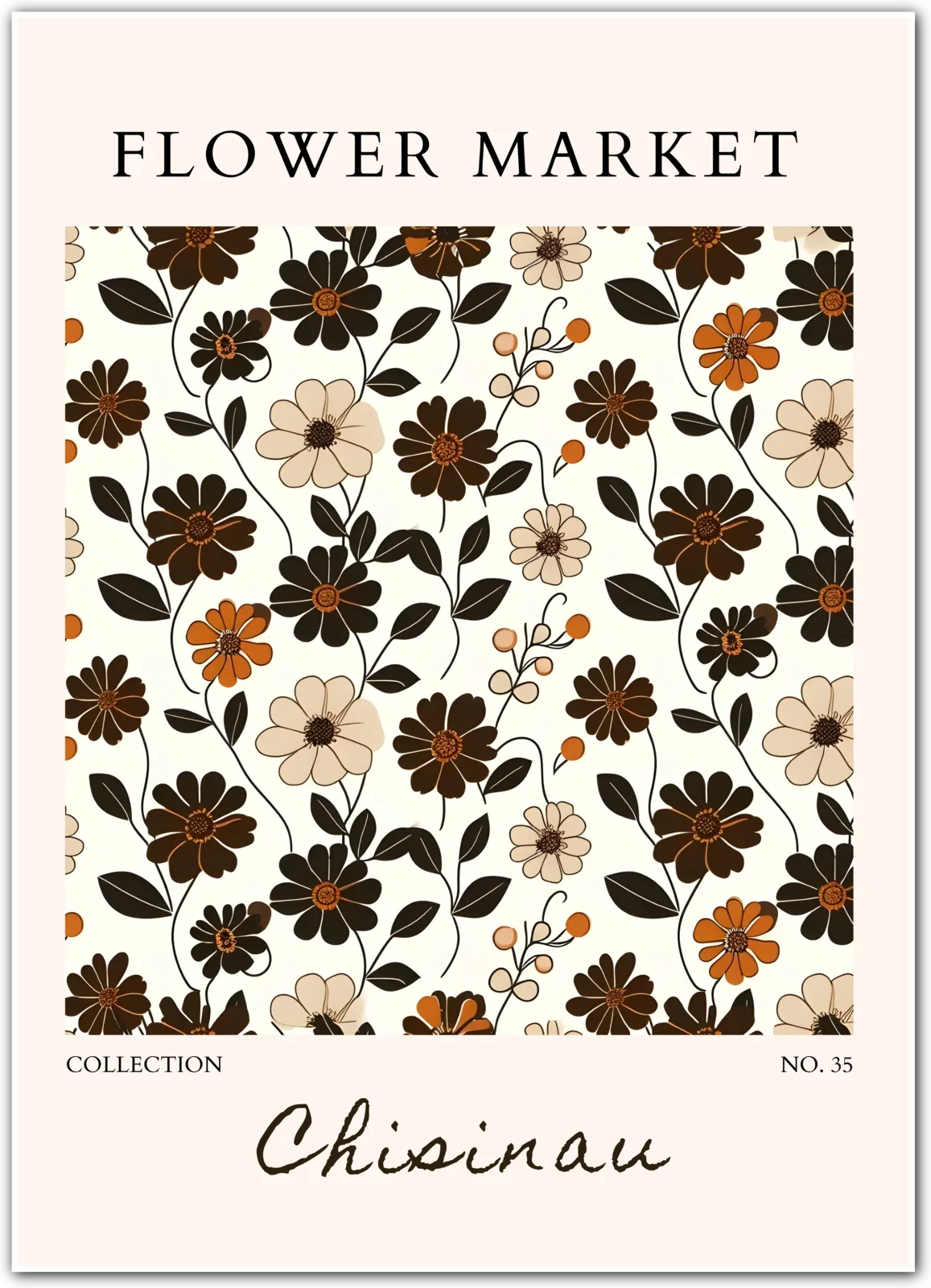 Chisinau Autumn Florals – Bold Chocolate and Burnt Orange Pattern