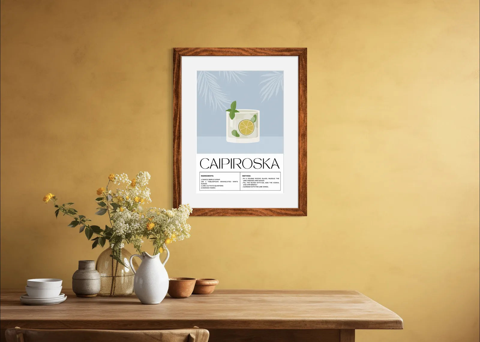 Caipiroska Cocktail Art Print – Tropical Retro Wall Art 2