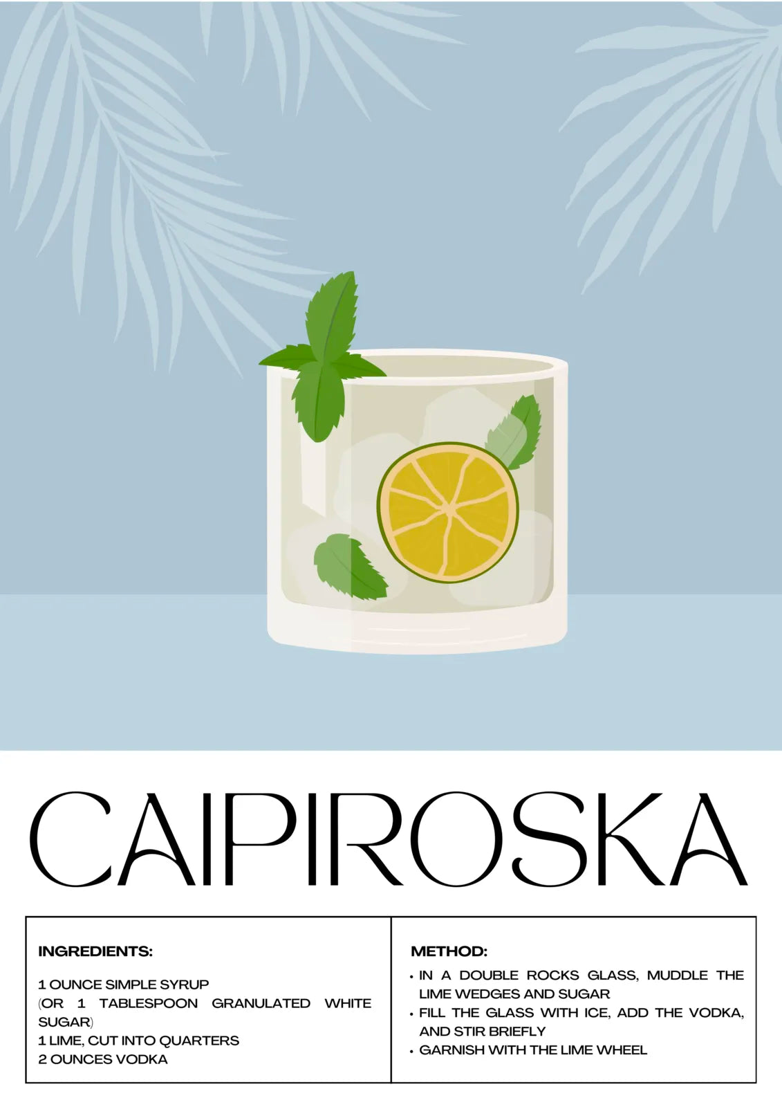 Caipiroska Cocktail Art Print – Tropical Retro Wall Art 3