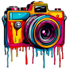 Retro SLR Camera Splash Art Print 3