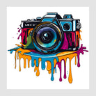 Retro SLR Camera Thick Paint Drip Art Print 1