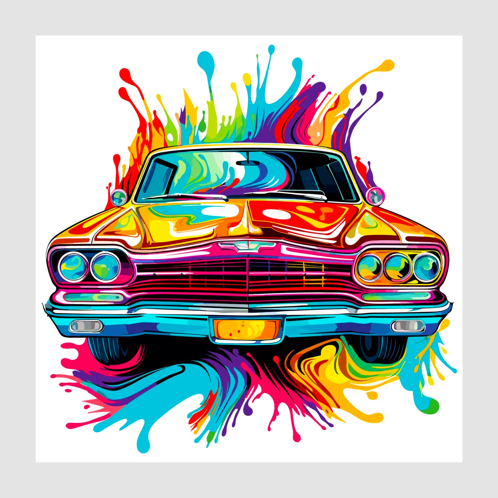 Retro Style American Car Paint Splash Artwork 1