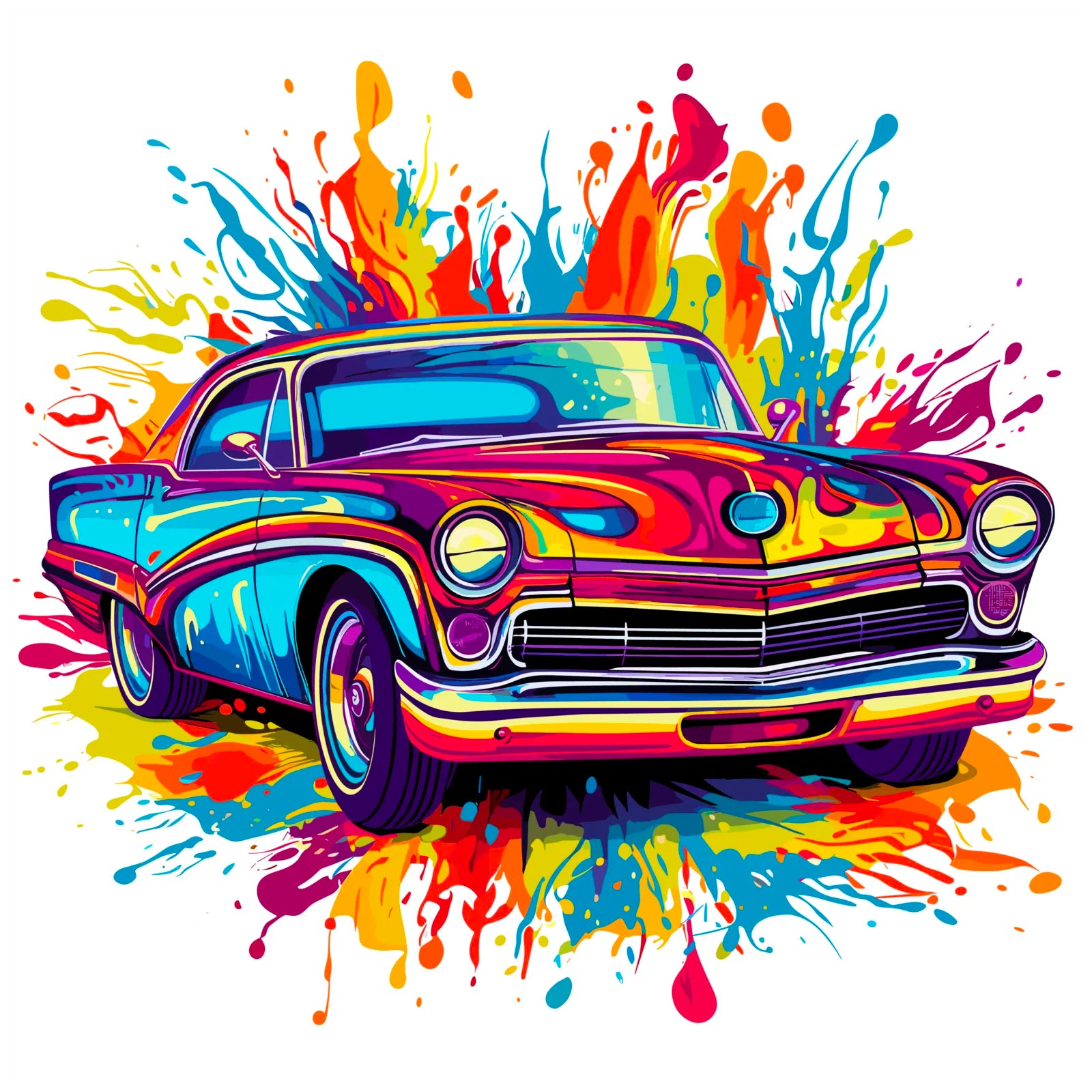 Retro Style American Car Graffiti Spash Art Print 3