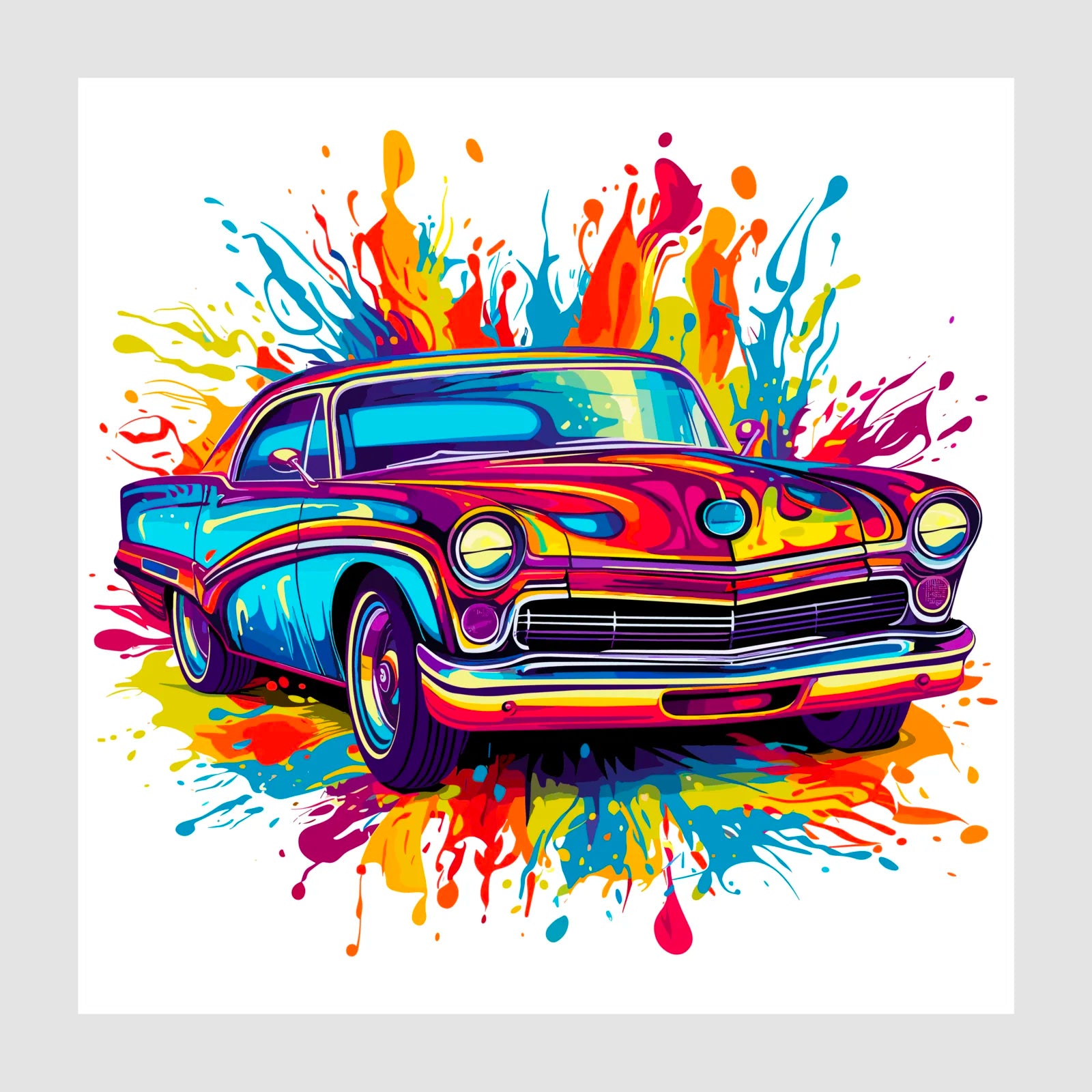 Retro Style American Car Graffiti Spash Art Print 1