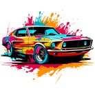 Retro Style American Speed Car In Spash Art Print Design 3